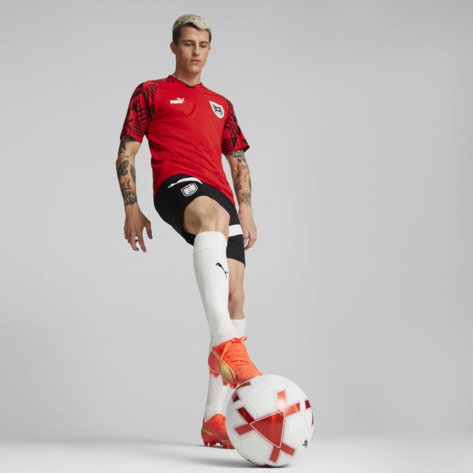 Rød-svart Austria Fotball Prematch Jersey Herre Puma På Salg