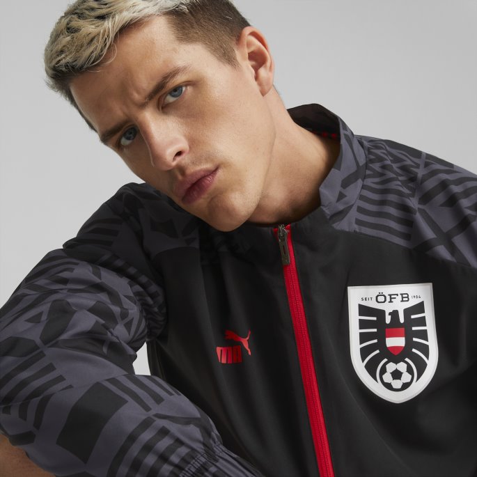 Black-ebony Puma På Salg Austria Fotball Prematch Jakke Menn