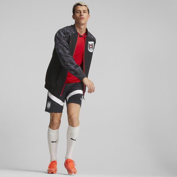 Black-ebony Puma På Salg Austria Fotball Prematch Jakke Menn