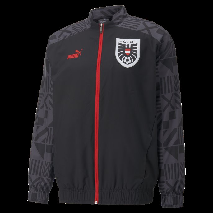Black-ebony Puma På Salg Austria Fotball Prematch Jakke Menn