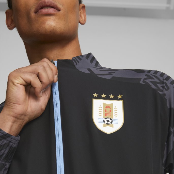 Uruguay Fotball Førkampsjakke Menn Svart Puma På Salg