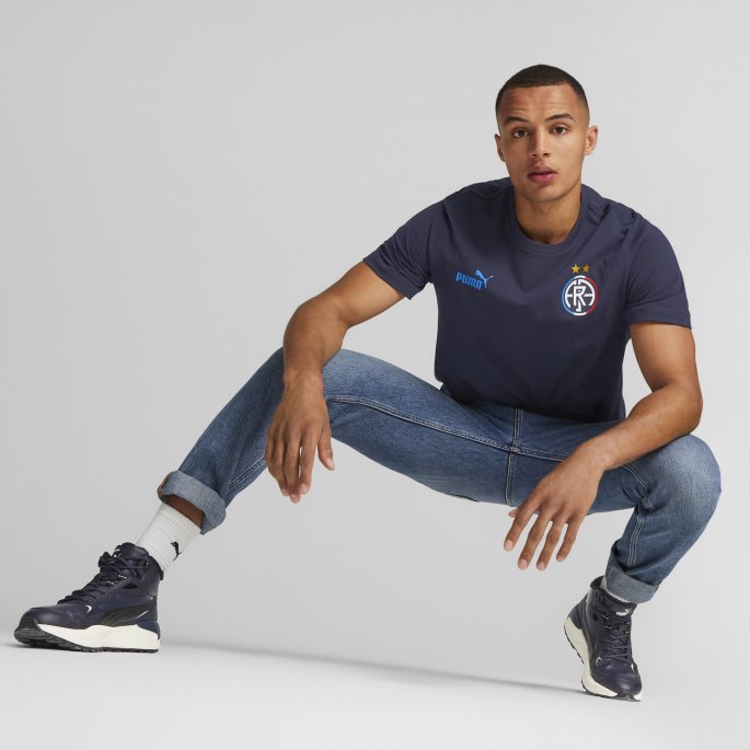 Ftblcore Fan Tee Menn Peacoat-elektrisk Blå Lemonade Puma På Salg