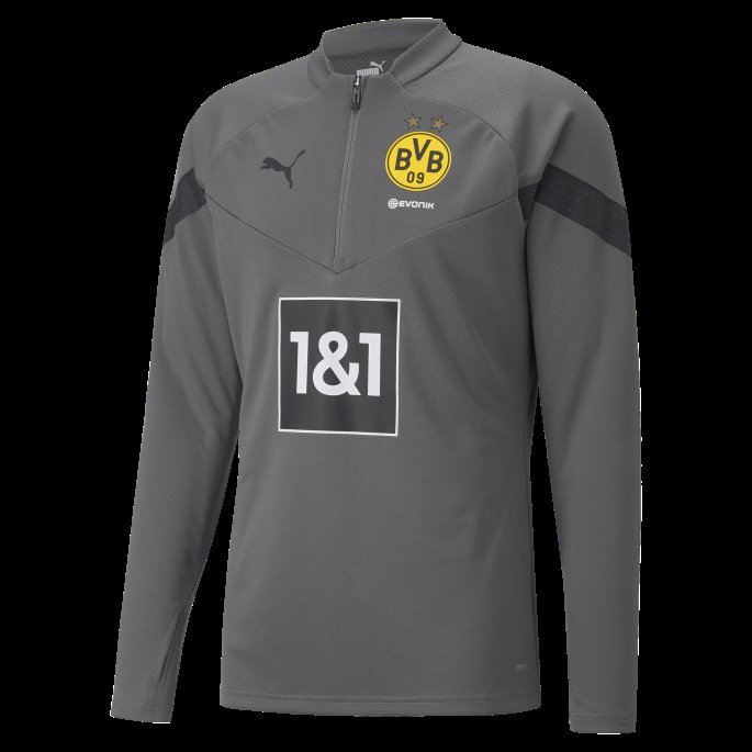 Puma På Tilbud Borussia Dortmund Fotball Quarter-zip Trening Topp Menn Røkt Perle
