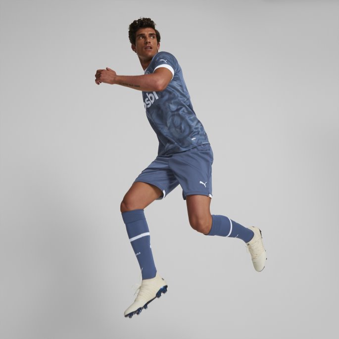 Mørk Denim-heather Girona Fc 22-23 Replica Shorts Menn Puma På Tilbud