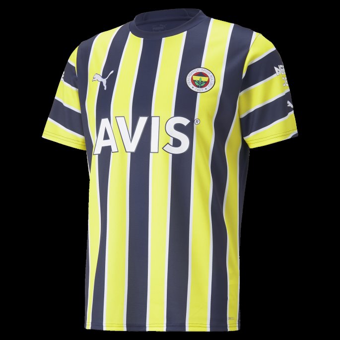 Fenerbah E S.k. Hjem 22-23 Replica Jersey Herre Middelalder Blå-flammende Gul Puma På Salg
