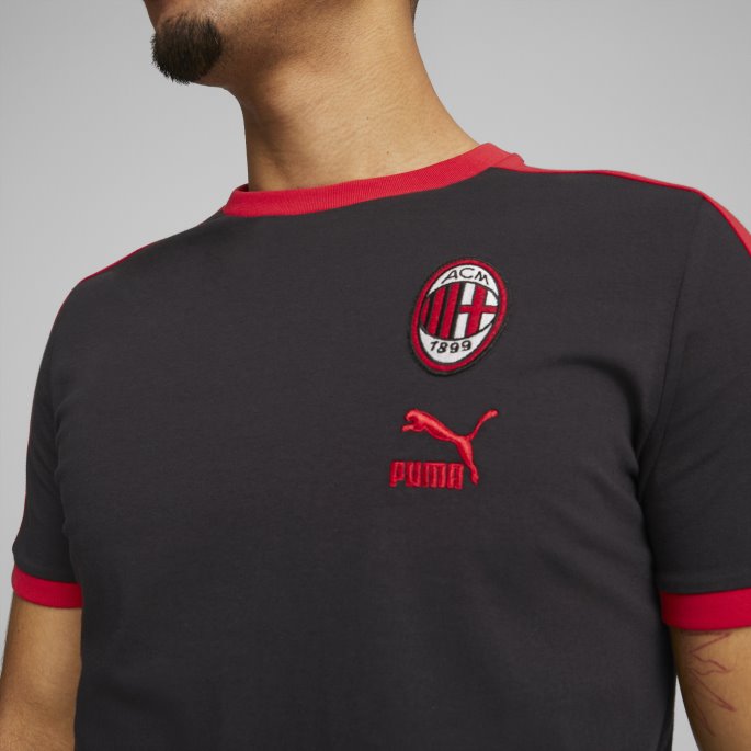 A.c. Milan Ftblheritage T7 Tee Menn Puma På Tilbud Svart-tango Rød