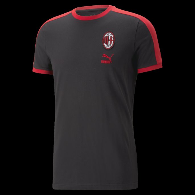 A.c. Milan Ftblheritage T7 Tee Menn Puma På Tilbud Svart-tango Rød