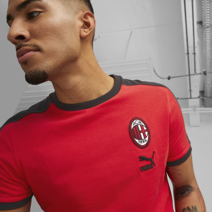 Puma På Salg A.c. Milan Ftblheritage T7 Tee Herre Tango Rød -svart