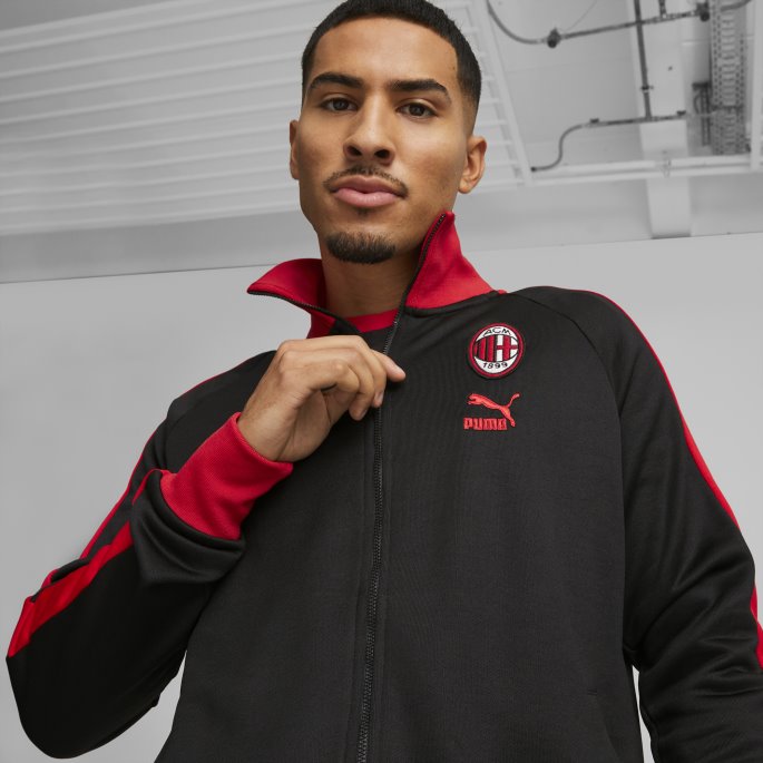 Puma På Salg A.c. Milan Ftblheritage T7 Treningsjakke Herre Svart-tango Rød