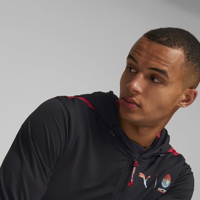 Svart-tango Rød A.c. Milan Esports Vevd Jakke Menn Puma På Salg