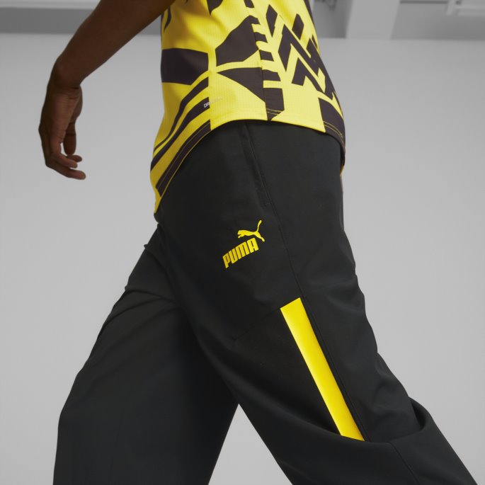 Puma På Tilbud Svart-cyber Gul Borussia Dortmund Fotball Prematch Vevde Bukser Menn