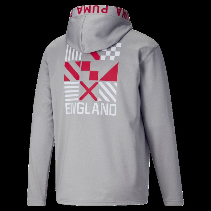 Ftblcore Fan Fleece Fotball Hettegenser For Menn Puma På Tilbud Lys Grå Lyngrød