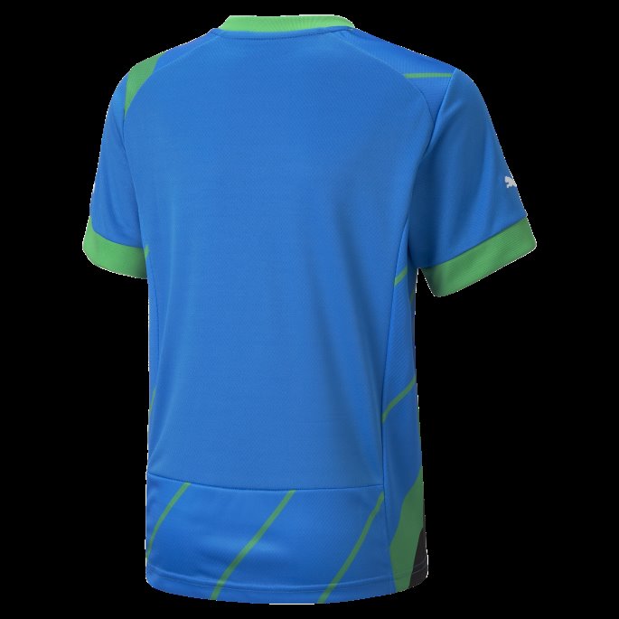 Puma På Salg U.s. Sassuolo Calcio Tredje 22-23 Replika Jersey Ungdom Elektrisk Blå Lemonade-grønn Bie