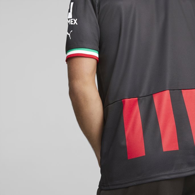 Puma På Tilbud Svart-tango Rød A.c. Milan Hjemme 22-23 Kopi Jersey Med Scudetto Menn