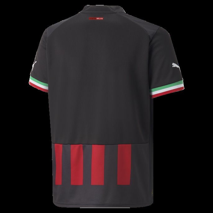 A.c. Milan Home 22-23 Kopi Jersey Med Scudetto Ungdom Puma På Salg Svart-tango Rød