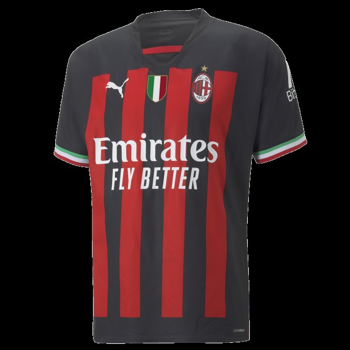 Puma På Salg A.c. Milan Hjemme 22-23 Autentisk Trøye Med Scudetto Menn Svart-tango Rød