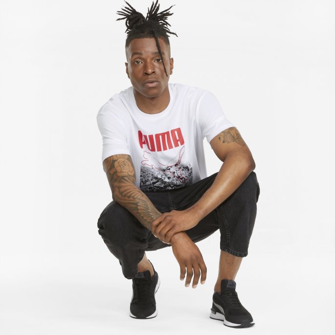 Photoprint Herre-t-skjorte Hvit Puma På Salg