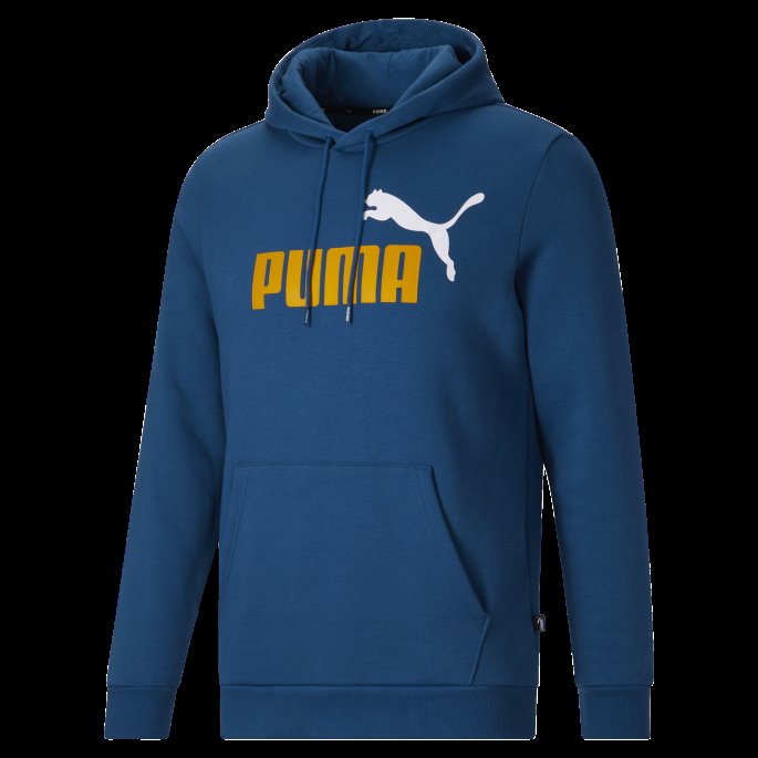 Puma På Salg Nødvendigheter Stor Logo Hettegenser For Menn Lake Blå-mandarin-hvit