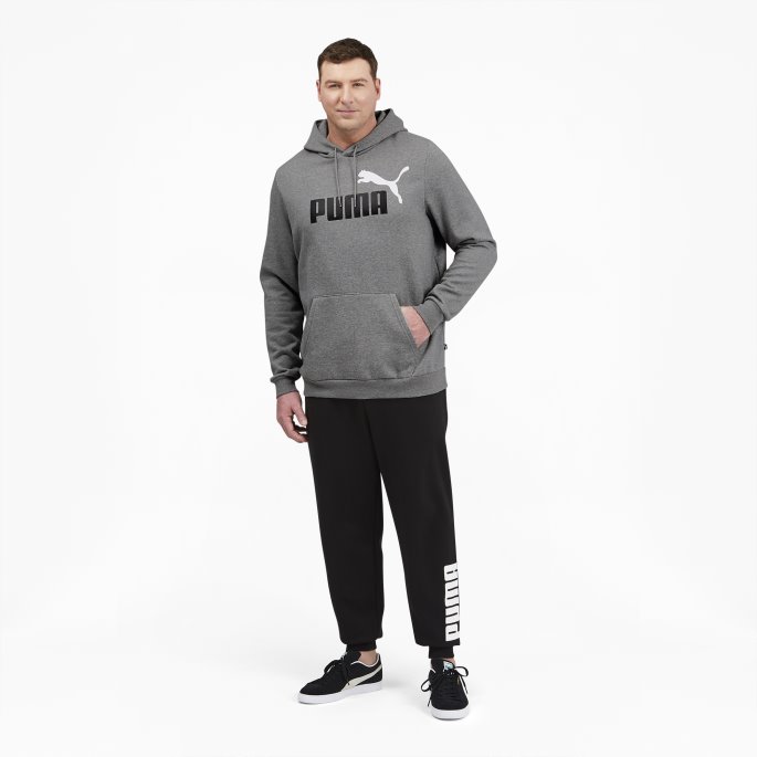 Essentials Stor Logo Hettegenser For Menn Bt Mellomgrå Lyng Puma På Salg