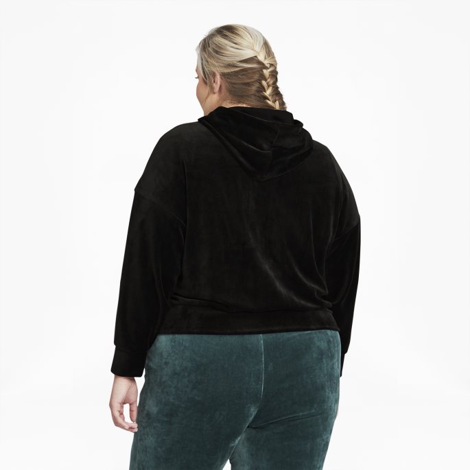 Puma På Tilbud Bomull Svart Her Velour Hettegenser For Damer Pl