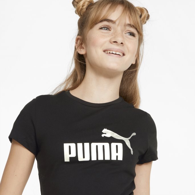 Svart Essentials+ Logo Ungdomst-skjorte Puma På Salg