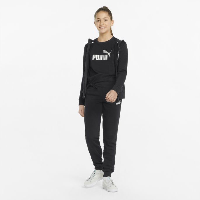 Puma På Tilbud Svart Essentials+ Logo Full Glidelås Ungdomshettegenser