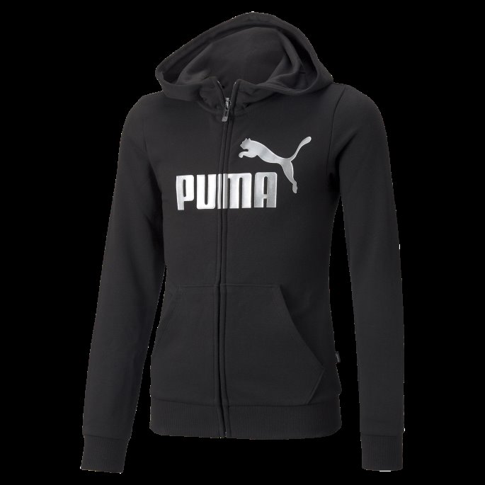 Puma På Tilbud Svart Essentials+ Logo Full Glidelås Ungdomshettegenser
