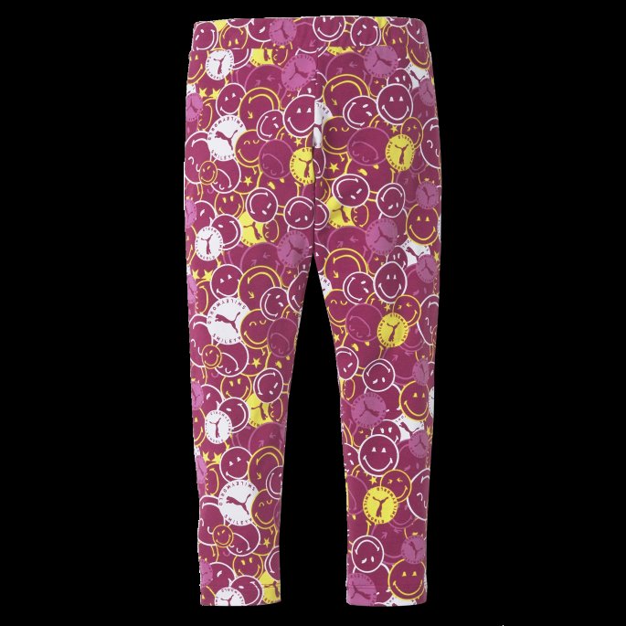 Puma På Tilbud X Smileyworld Printed Kids' Leggings Festival Fuchsia-aop