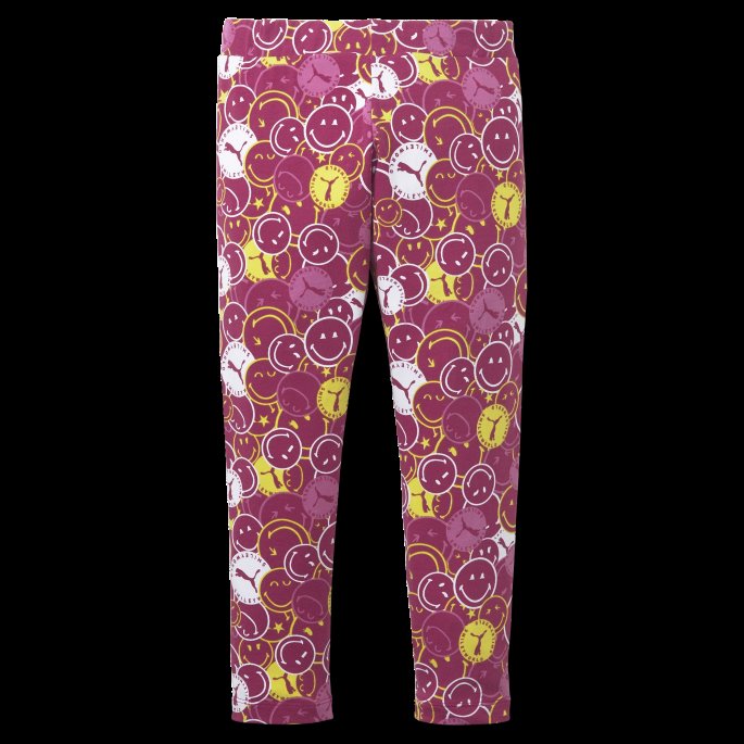 Puma På Tilbud X Smileyworld Printed Kids' Leggings Festival Fuchsia-aop