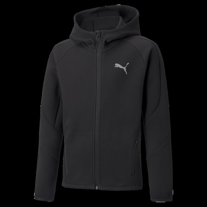 Puma På Tilbud Svart Evostripe Hettegenser For Ungdom Med Full Glidelås
