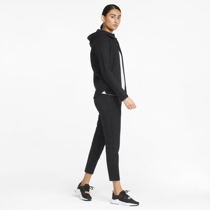 Puma På Tilbud Svart Evostripe Hettegenser For Kvinner Med Full Glidelås