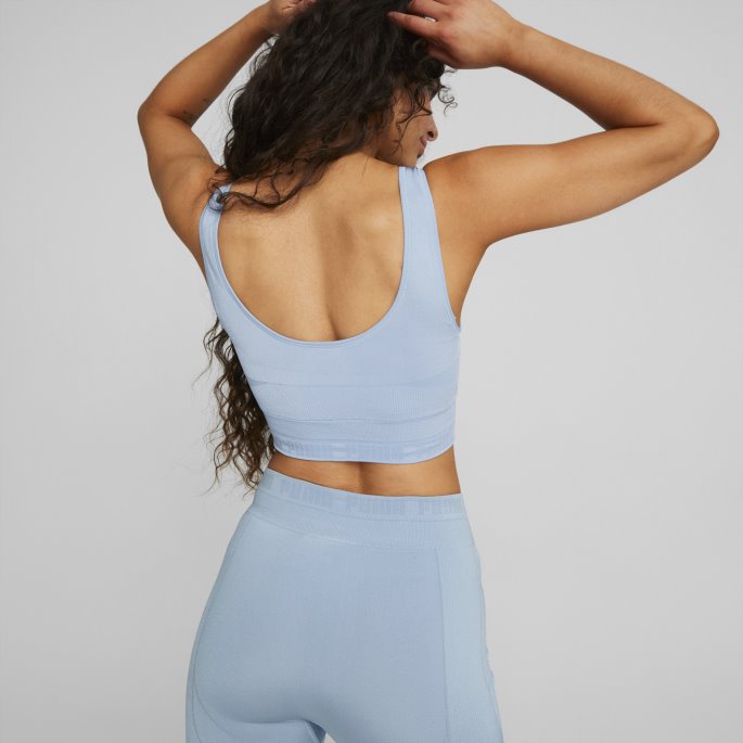 Blue Wash Puma På Tilbud Evoknit Crop Topp For Kvinner