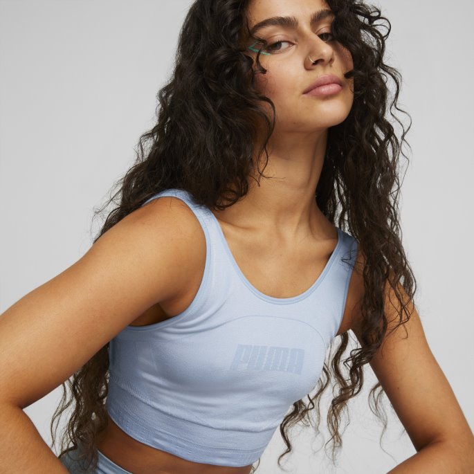Blue Wash Puma På Tilbud Evoknit Crop Topp For Kvinner