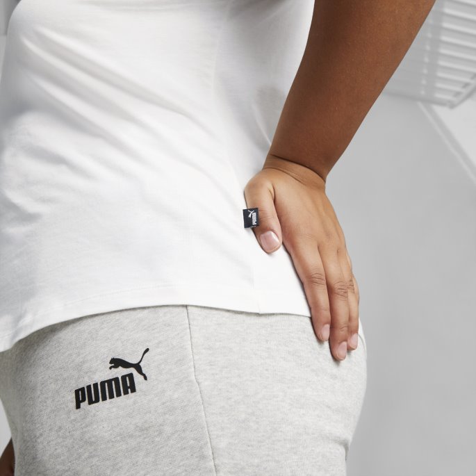 Puma På Salg Hvit Nødvendighetslogo Pluss T-skjorte For Kvinner