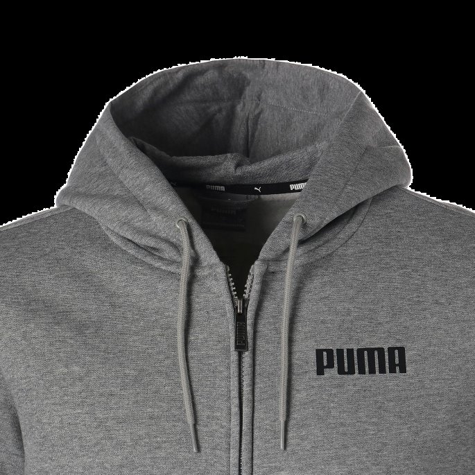 Puma På Tilbud Nødvendigheter Full Glidelås I Full Lengde Hettegenser For Menn Mellomgrå Lyng