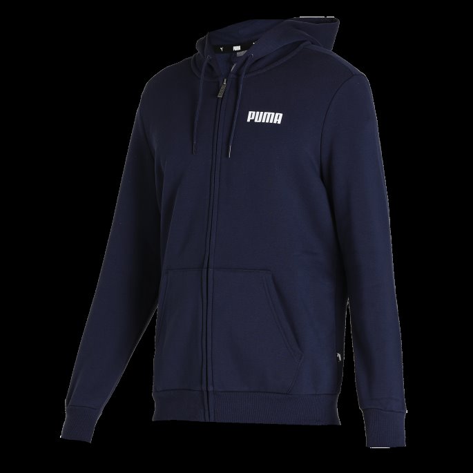 Essentials Full-lengde Hettegenser For Menn Med Glidelås Puma På Tilbud Peacoat
