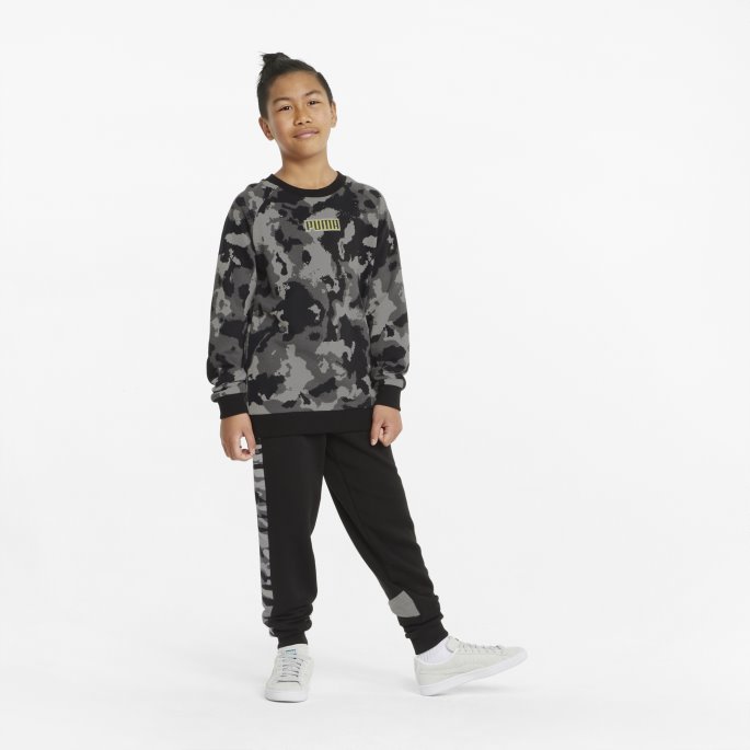 Svart Alpha Trykt Crew Ungdomsgenser Puma På Salg