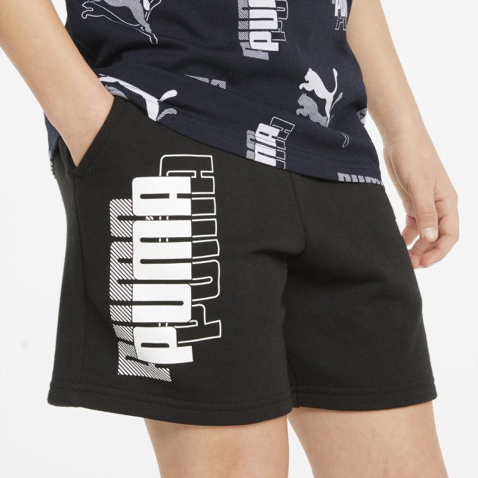 Puma På Tilbud Power Logo Ungdomsshorts Svart