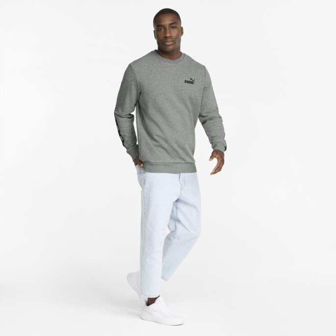 Puma På Tilbud Essentials+ Tape Crew Herregenser Mellomgrå Lyng