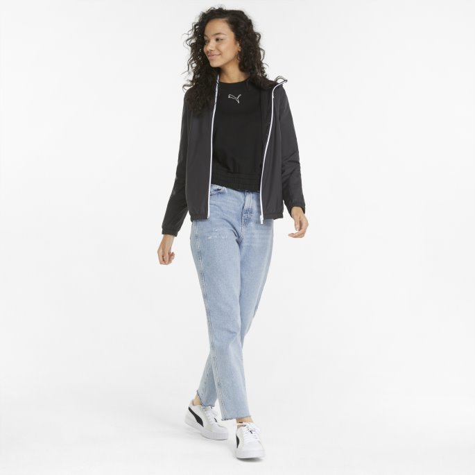 Black Essentials Solid Windbreaker Jakke Dame Puma På Tilbud