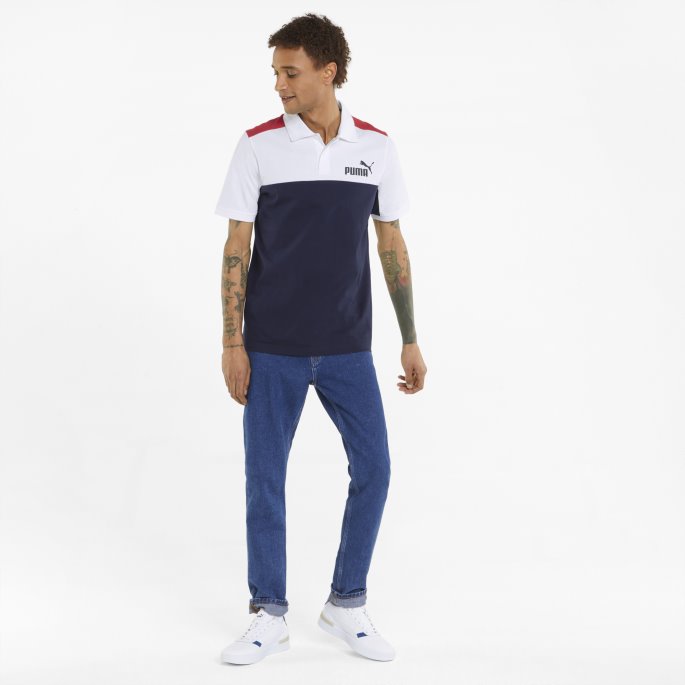 Peacoat Essentials+ Blokkjersey Herrepoloskjorte Puma På Salg