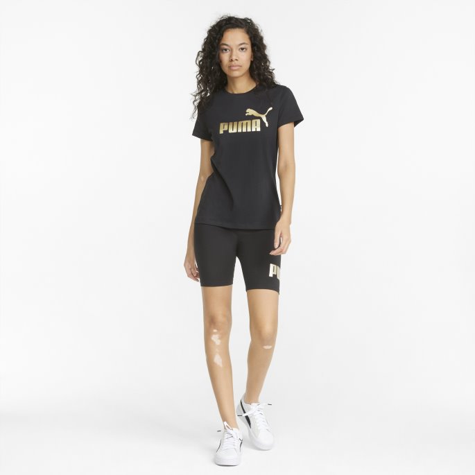 Essentials+ Metallic Logo Dame-t-skjorte Svart-gull Folie Puma På Salg