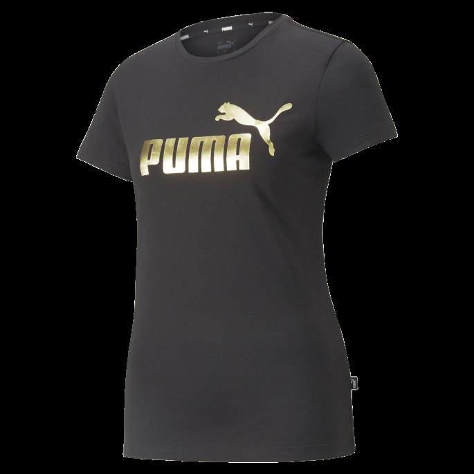 Essentials+ Metallic Logo Dame-t-skjorte Svart-gull Folie Puma På Salg