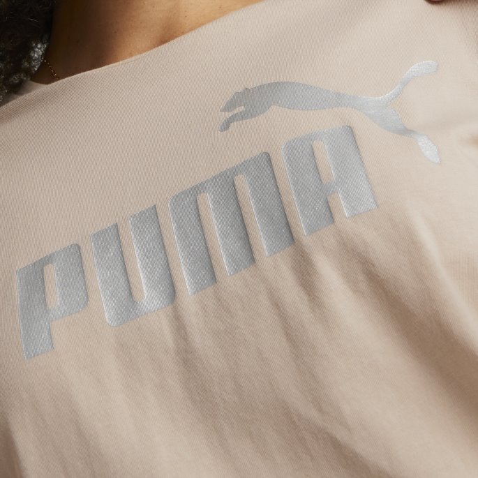 Puma På Tilbud Essentials+ Metallisk Logo For Damer T-skjorte Rosekvarts