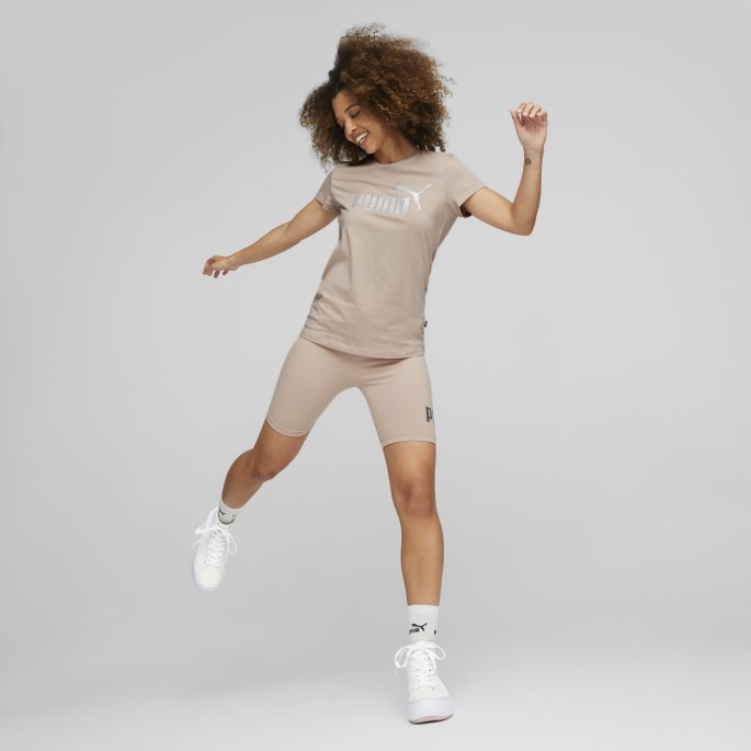 Puma På Tilbud Essentials+ Metallisk Logo For Damer T-skjorte Rosekvarts