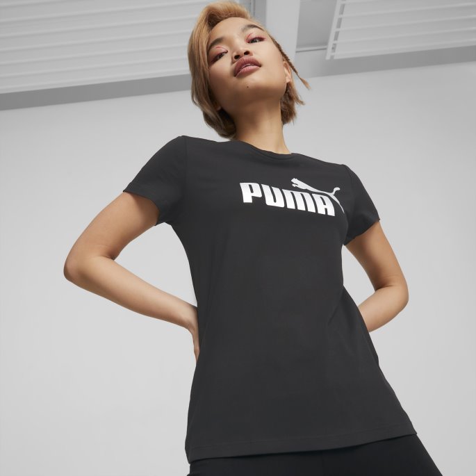 Puma På Tilbud Svart-sølv Metallic Essentials+ Metallic Logo Damet-skjorte