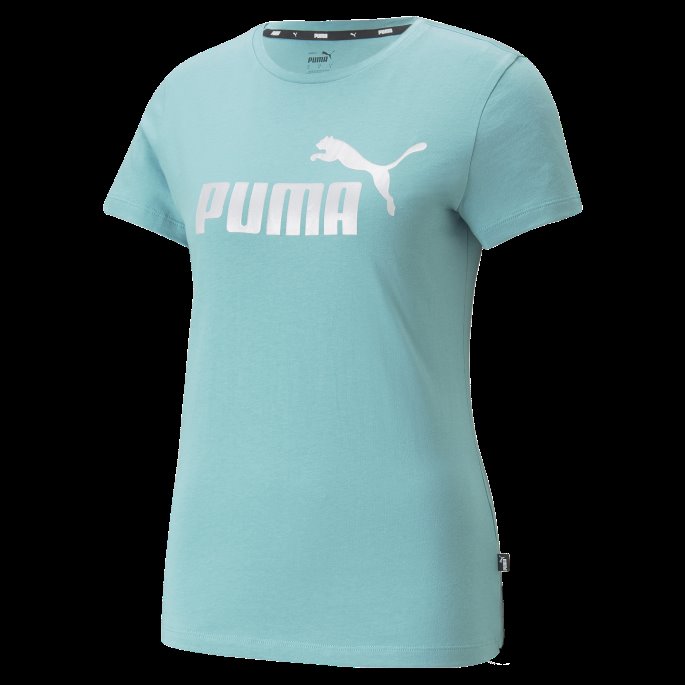 Essentials+ Metallic Logo Dame T-skjorte Porselen-sølv Metallic Puma På Salg