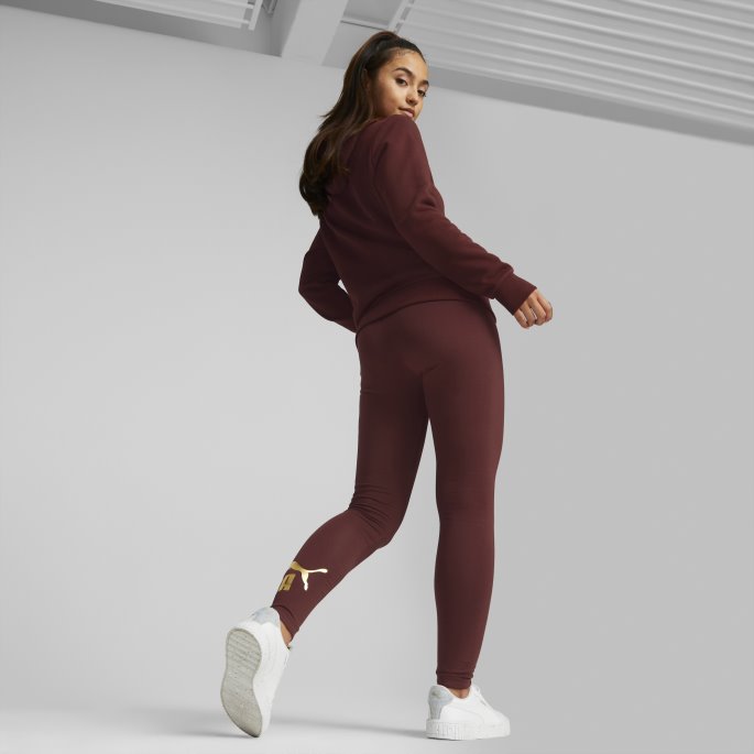 Aubergine Puma På Tilbud Essentials+ Metallic Dameleggings