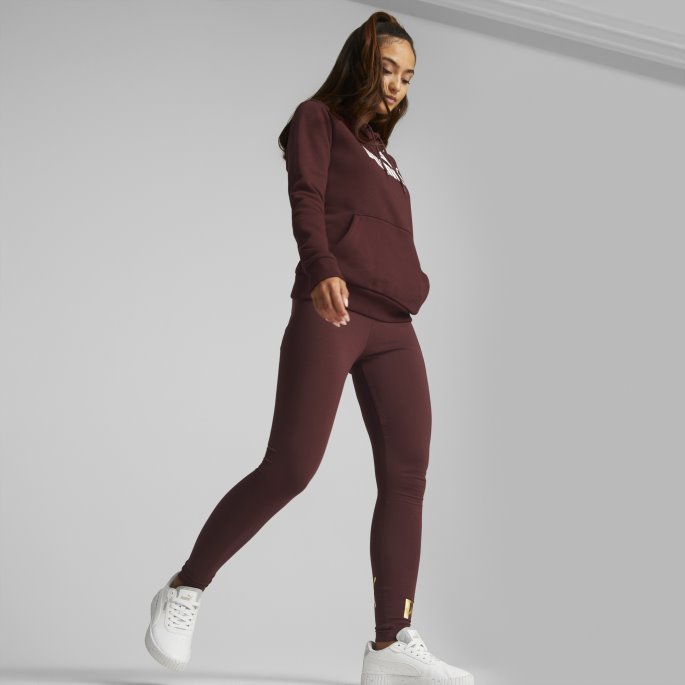 Aubergine Puma På Tilbud Essentials+ Metallic Dameleggings