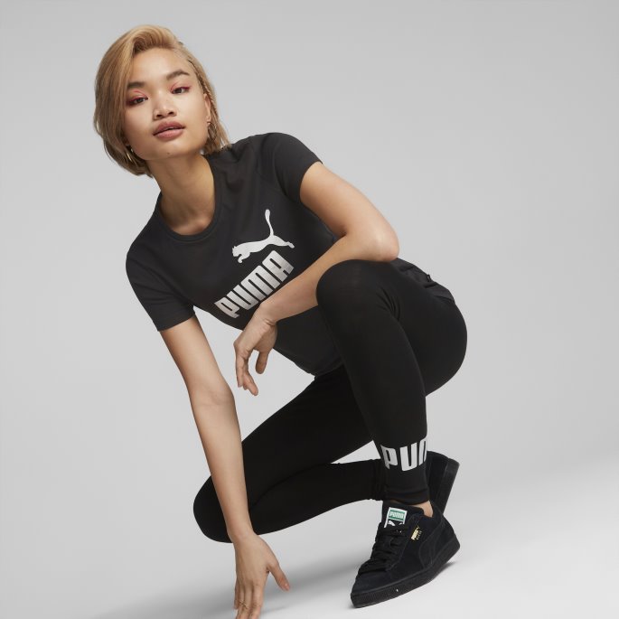 Svart-sølv Puma På Tilbud Nødvendighet+ Metallic Dameleggings